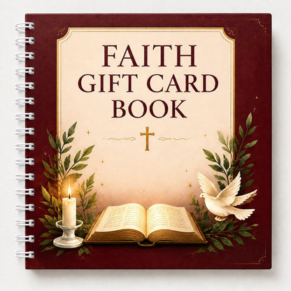 ✝️FAITH GIFT CARD BOOK📚 14 Themed Pages, Hardcover & Durability Line
