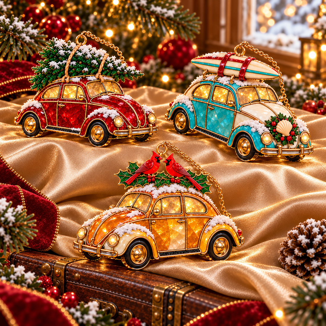 Vintage Christmas car ornament design