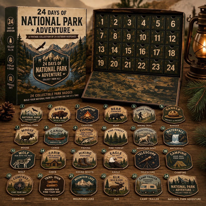 National Park Adventure Advent Calendar – 24 Vintage Collectible Badges