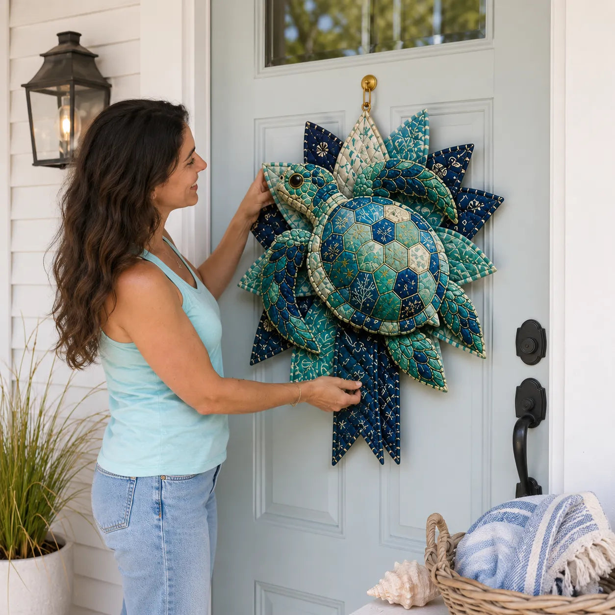 ⏳ Last Day 49% OFF – 🌊 Beginner-Friendly DIY Large Coastal Quilted Seaside Wreath Sewing Kit Collection | Complete Kit with Coordinated Fabrics, Sewing Materials & Step-by-Step Guide Included 💕