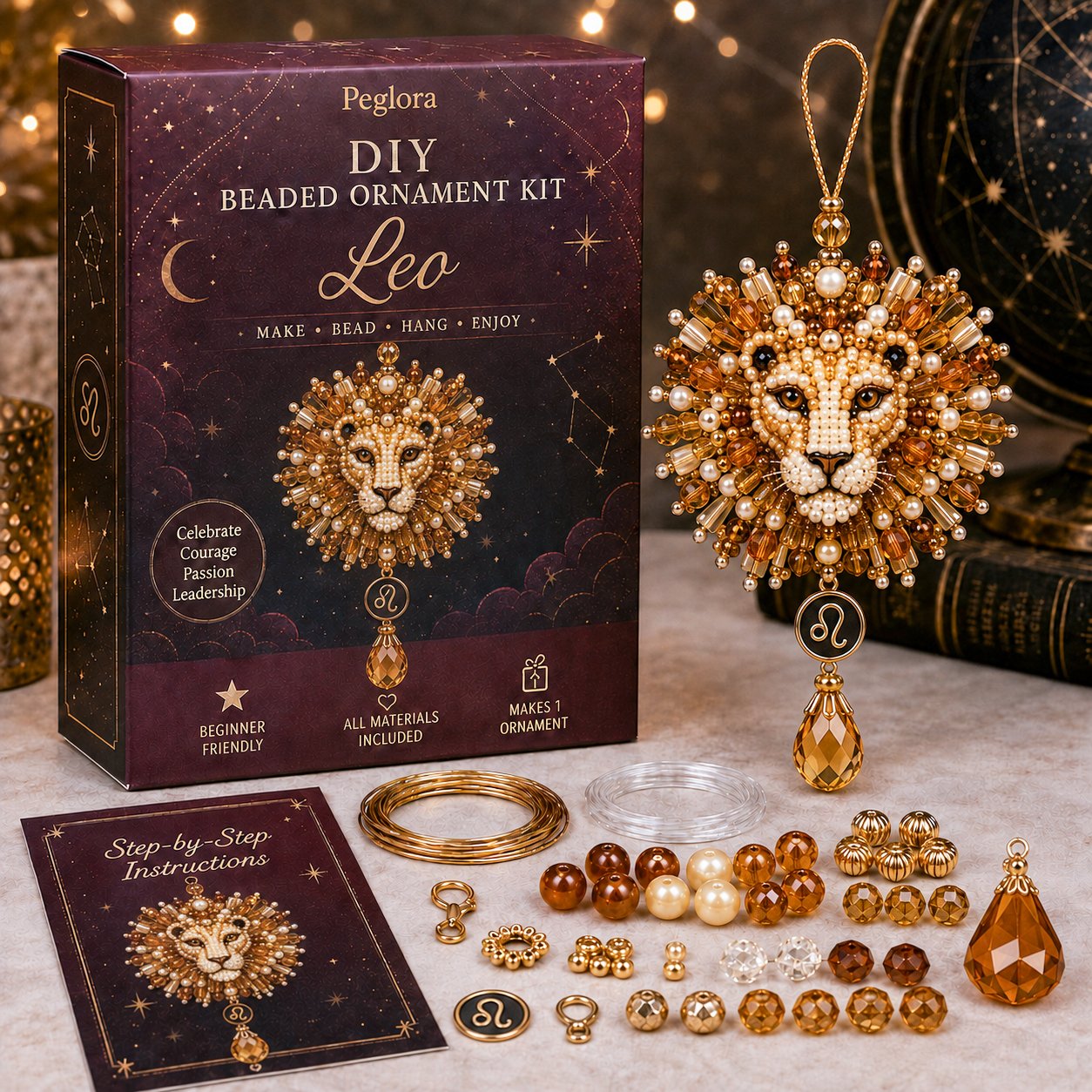 ⏳ Last Day 49% OFF – 🌙 Beginner-Friendly Zodiac Blessing Beaded Ornament DIY Kit Collection | Complete Kit with Beads, Crystal Accents, Zodiac Charms & Step-by-Step Guide Included 💕