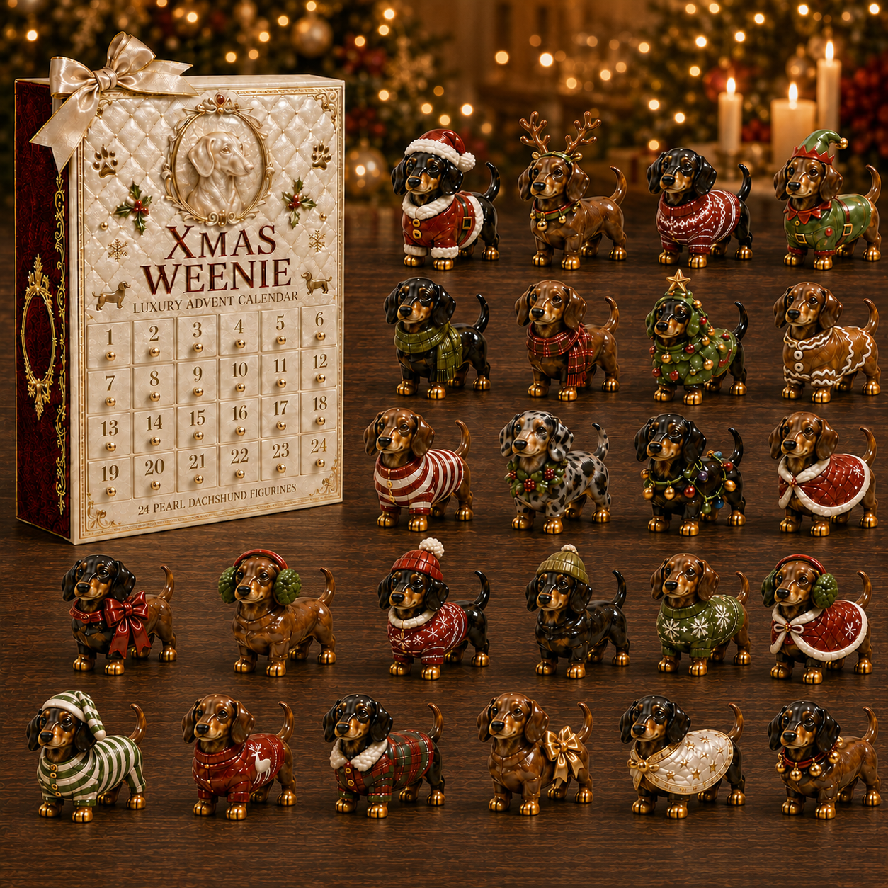 24-Day Dachshund Advent Calendar | Collectible Dog Figurine Christmas Countdown