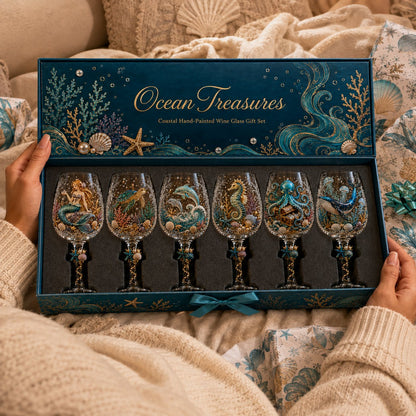 ⏳ Last Day 49% OFF – 🌊 3D Ocean Treasures Sculpted Glass Collection | Premium Clear Stemware with Raised Marine Figures, Shell & Pearl Details & Underwater-Inspired Accents ✨