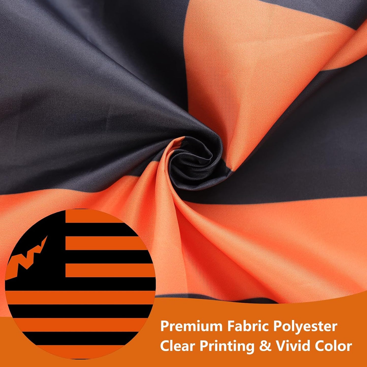🎃Halloween Pumpkin Flag 3x5ft – Black Orange Striped Banner