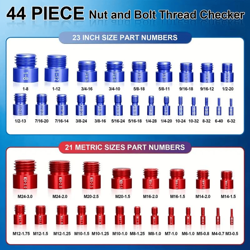 🔩 Metric & SAE Thread Checker Set – 26 or 44 Pieces
