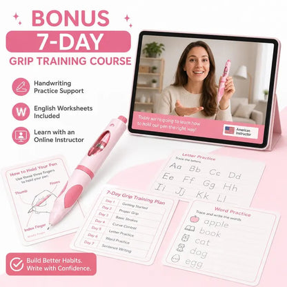✏️Write Right Ergonomic Pen Grip Writing Aid – Self-Advancing Posture-Training Pencil with 12 Refills