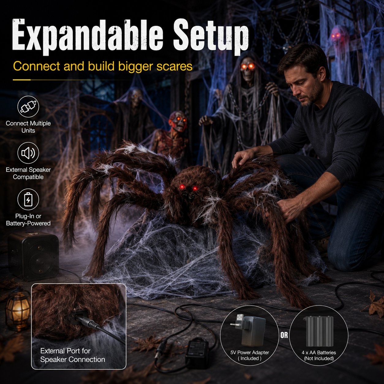 🕷 30 in LED Jumping Spider Animatronic 🕸