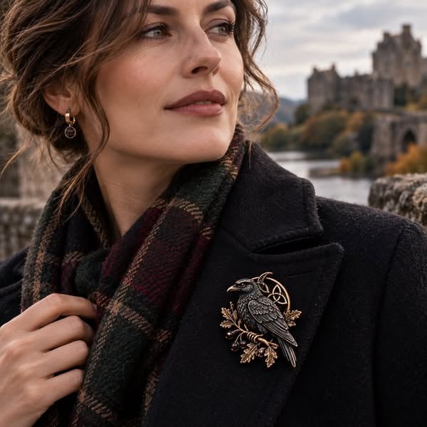 🐦‍⬛ Gothic Celtic Raven Brooch | 4 Single-Brooch Styles