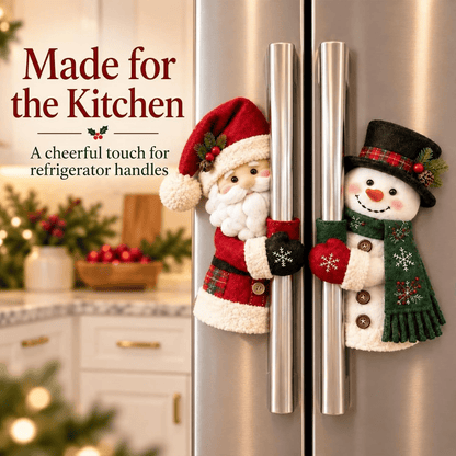 Festive Christmas Handle Covers Set, Plush Santa & Snowman Handle Huggers for Fridge Oven Kitchen Cabinets, Cozy Holiday Home Decor Gift for Friends