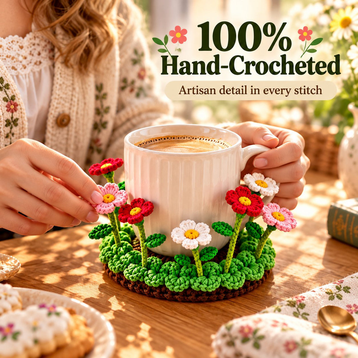 Handmade Crochet Floral Coaster | Everlasting Table Art 🌸