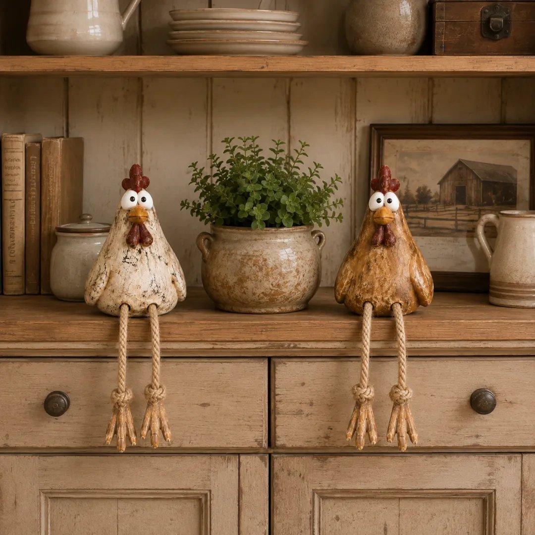🏡🐔🪿 Playful country-style animal figurines – charming animal pairs for a cozy home