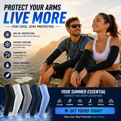 🔥 50% OFF | UPF 50+ Cooling UV Protection Arm Sleeves for Men & Women | Stay Cool Outdoors