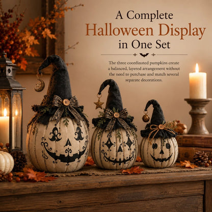 Vintage Witch Pumpkin Trio