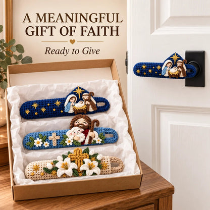 Divine Details: Hand-Crocheted Faith & Blessing Door Handle Covers ✨