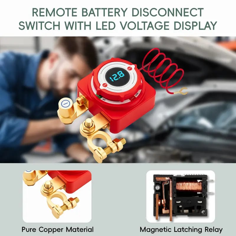 🔥HOT SALE 49% OFF🚗12V/24V Remote Battery Disconnect Switch – 240A Heavy-Duty Kill Switch with LED Voltage Display for Car, Truck & RV✨