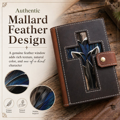 Mallard Feather Leather Bible Cover