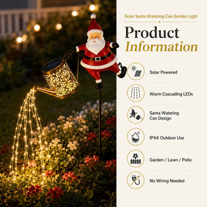 ⏳ Last Day 49% OFF – 🎅 Solar Santa Watering Can Christmas Garden Light | Cascading Warm LED Waterfall Effect, Solar-Powered Design & IP44 Outdoor Protection ✨
