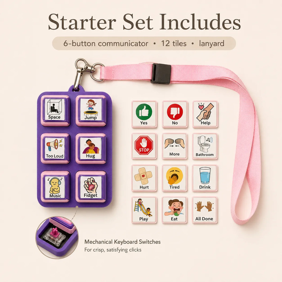 Communication Clicker | Interchangeable Assistive Tool for Special Education & Autism