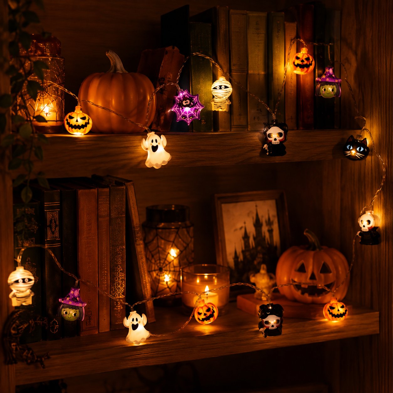 🎃 Halloween Decor Sale 49% OFF – USB Pumpkin, Witch & Ghost LED String Lights