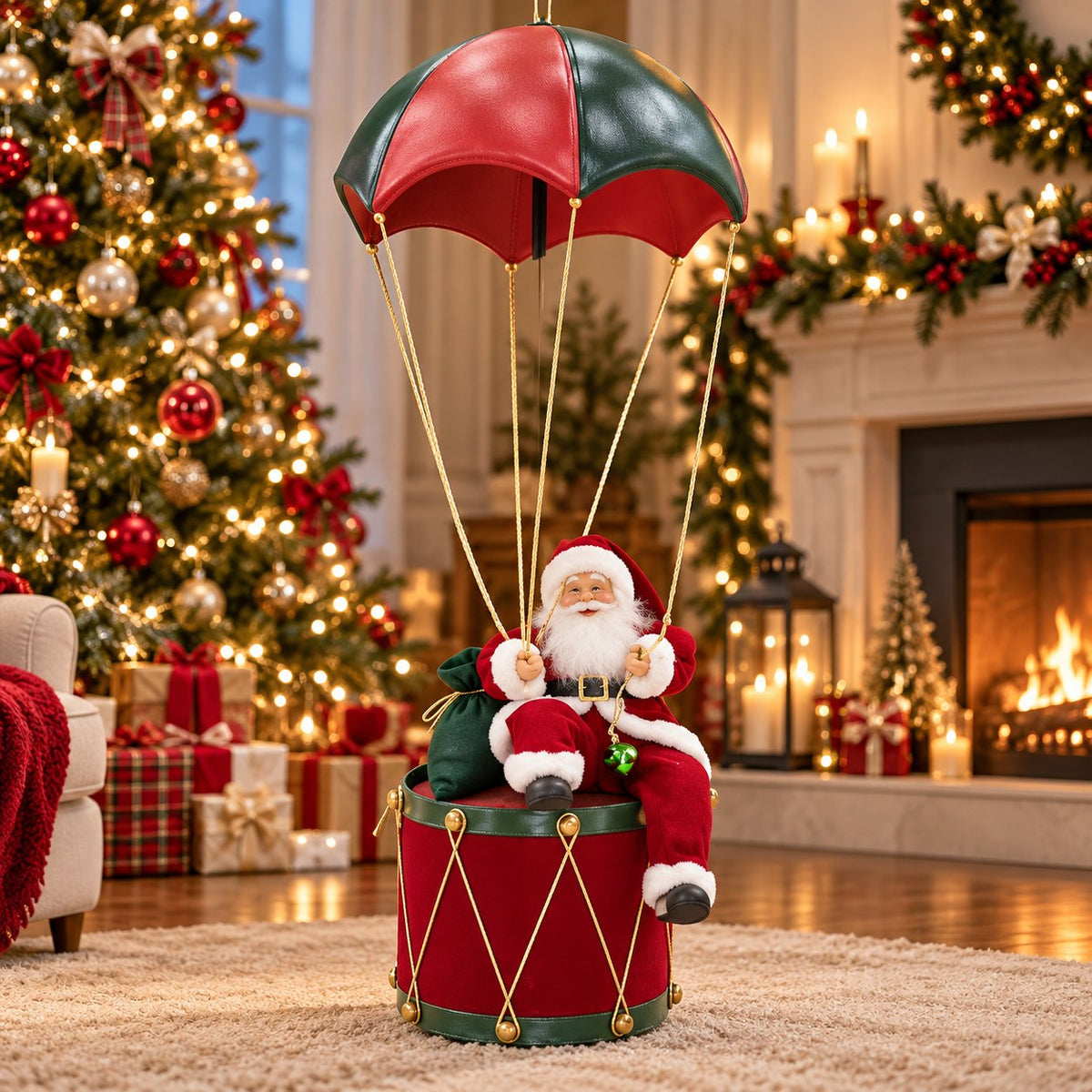 Musical Light-Up Floating Santa Decor ✨Easy Storage & Cordless Glow🎄