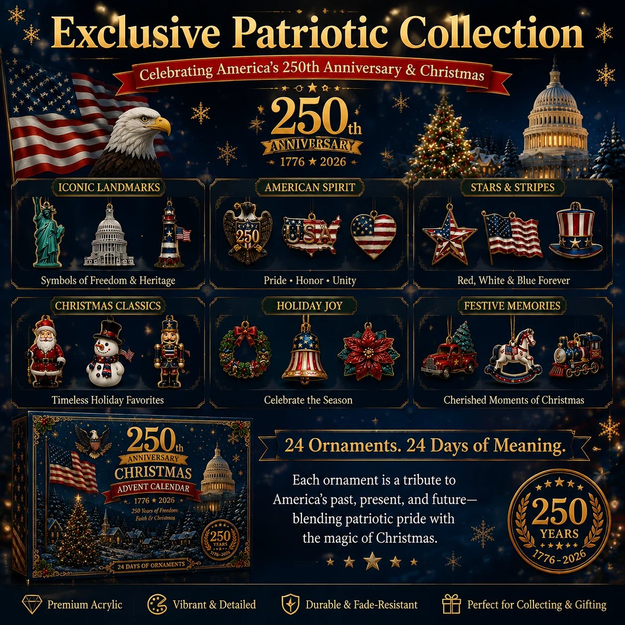 🎄🇺🇸 250th Anniversary Christmas Advent Calendar - ✈Buy 2 Free Shipping