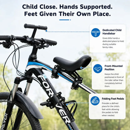 Front-Mounted Kids Bike Seat Set with Handlebar & Folding Foot Pedals