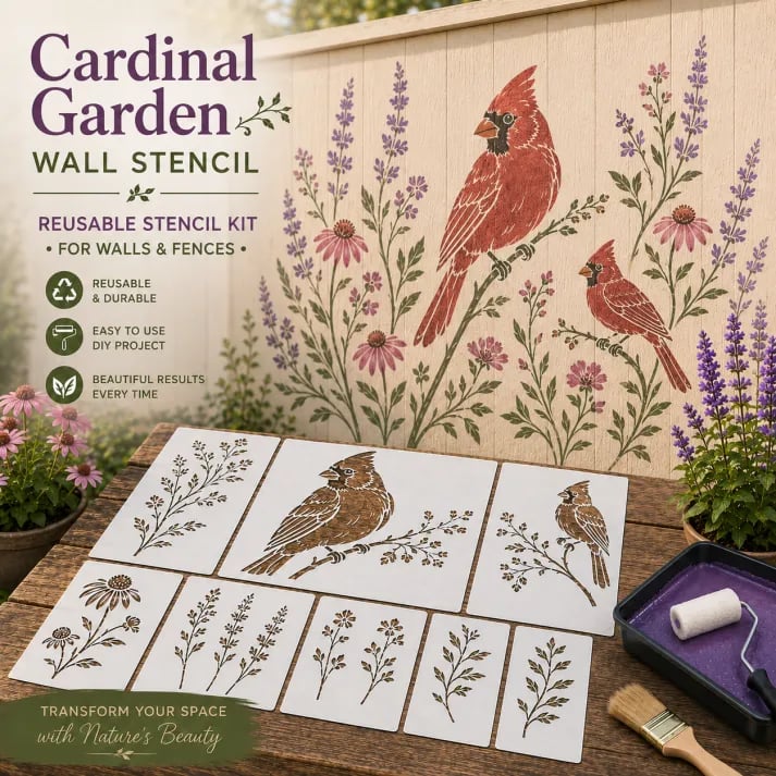 🔥LAST DAY 50% OFF - 🌿 Garden Wall StencilTM – Reusable DIY Kit for Walls, Fences & Patios