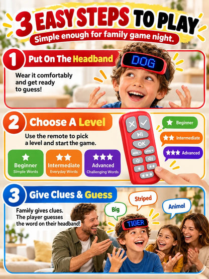 🎉 Party Fun Deal – LED Headband Guessing Game Set 💡 Interactive Charades Challenge for Kids & Adults at Family Game Nights ✨