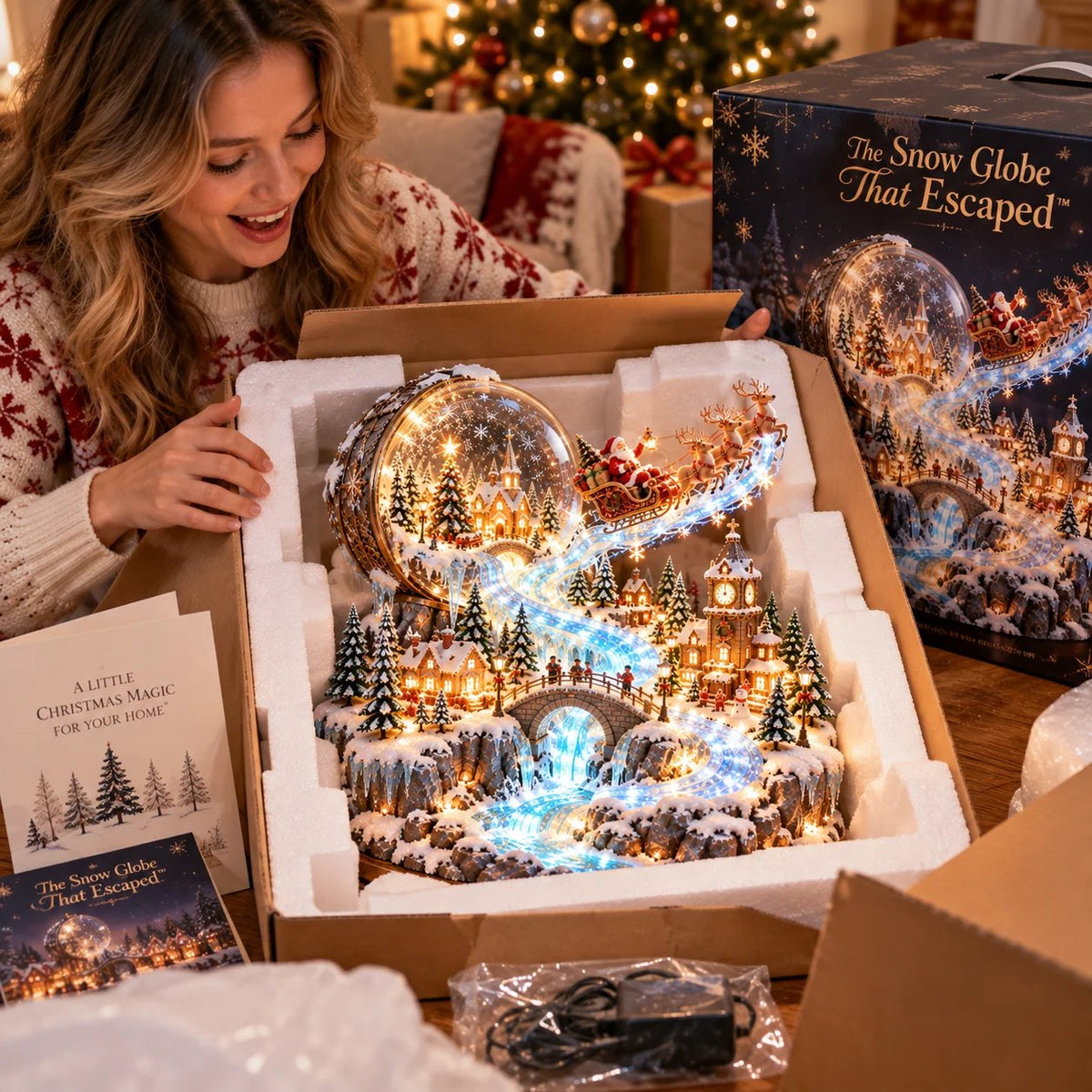 Enchanted Snow Globe style being unpacked from its presentation packaging