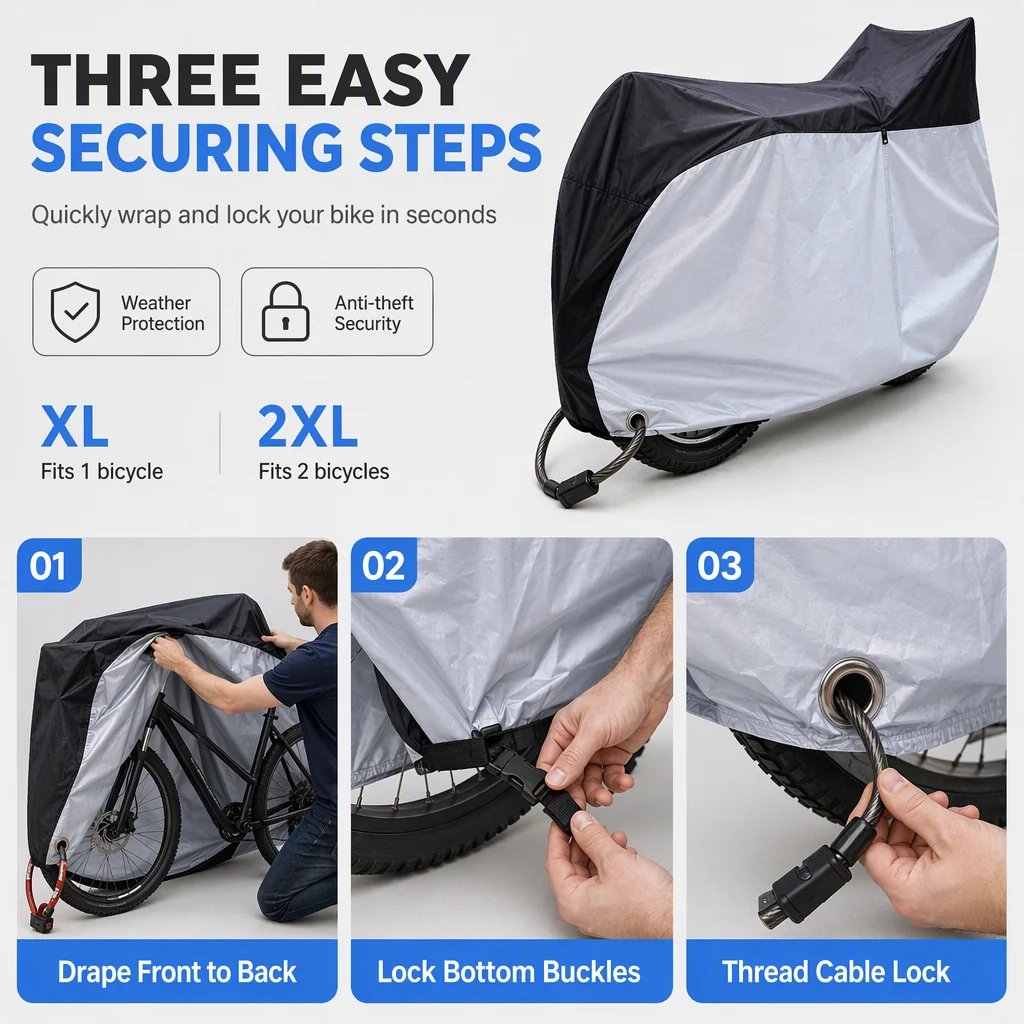 🔥 49% Off | Waterproof Bike Cover for 1–2 Bikes – Windproof Outdoor Protection 🚲