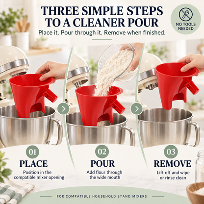 Stand Mixer Flour Funnel – Mess-Free Wide-Mouth Ingredient Guide for Home Baking