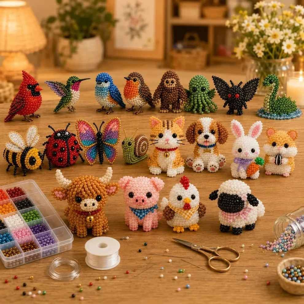 3D Beaded Animal Craft Kit – Relaxing 4-Piece DIY Set