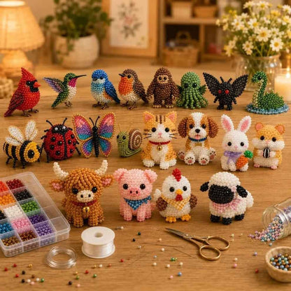 3D Beaded Animal Craft Kit – Relaxing 4-Piece DIY Set