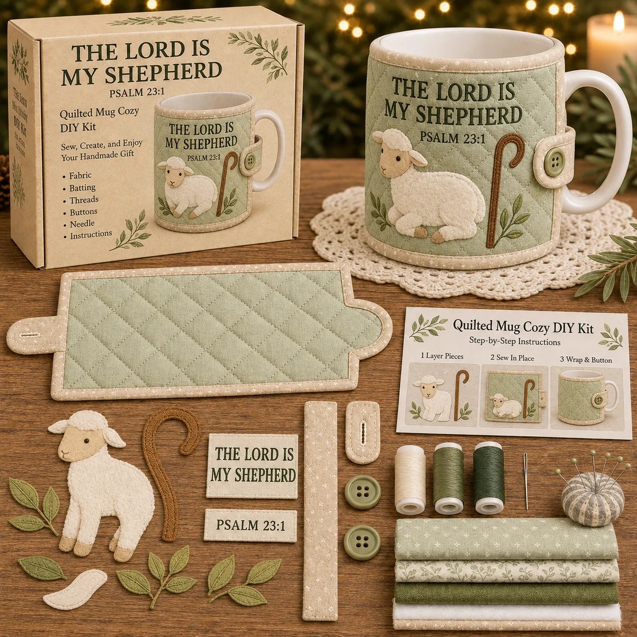 ✝️ Faith & Scripture Mug Cozy Sewing Kit