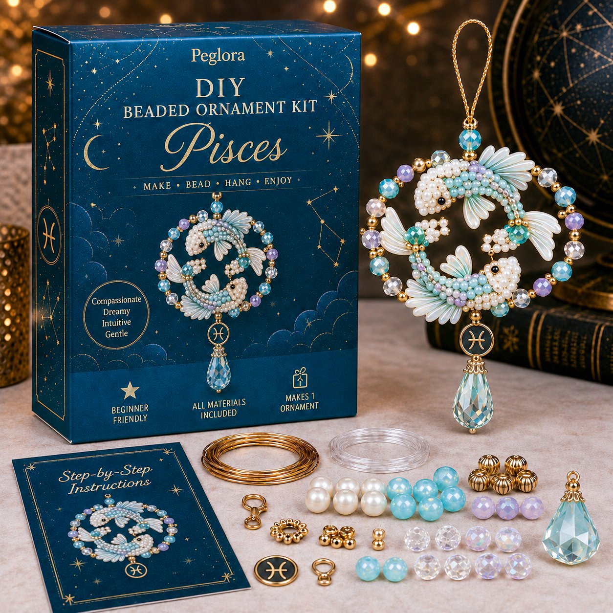 ⏳ Last Day 49% OFF – 🌙 Beginner-Friendly Zodiac Blessing Beaded Ornament DIY Kit Collection | Complete Kit with Beads, Crystal Accents, Zodiac Charms & Step-by-Step Guide Included 💕