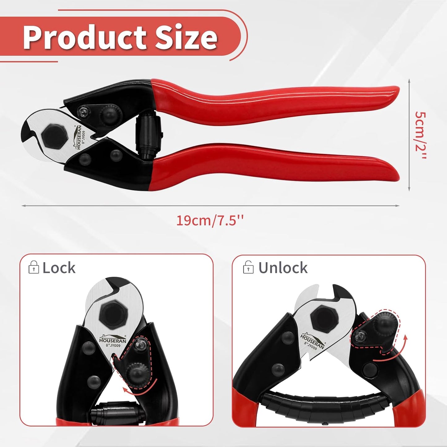 8 Inch Wire Rope Cutter, Heavy Duty Steel Cable Cutters