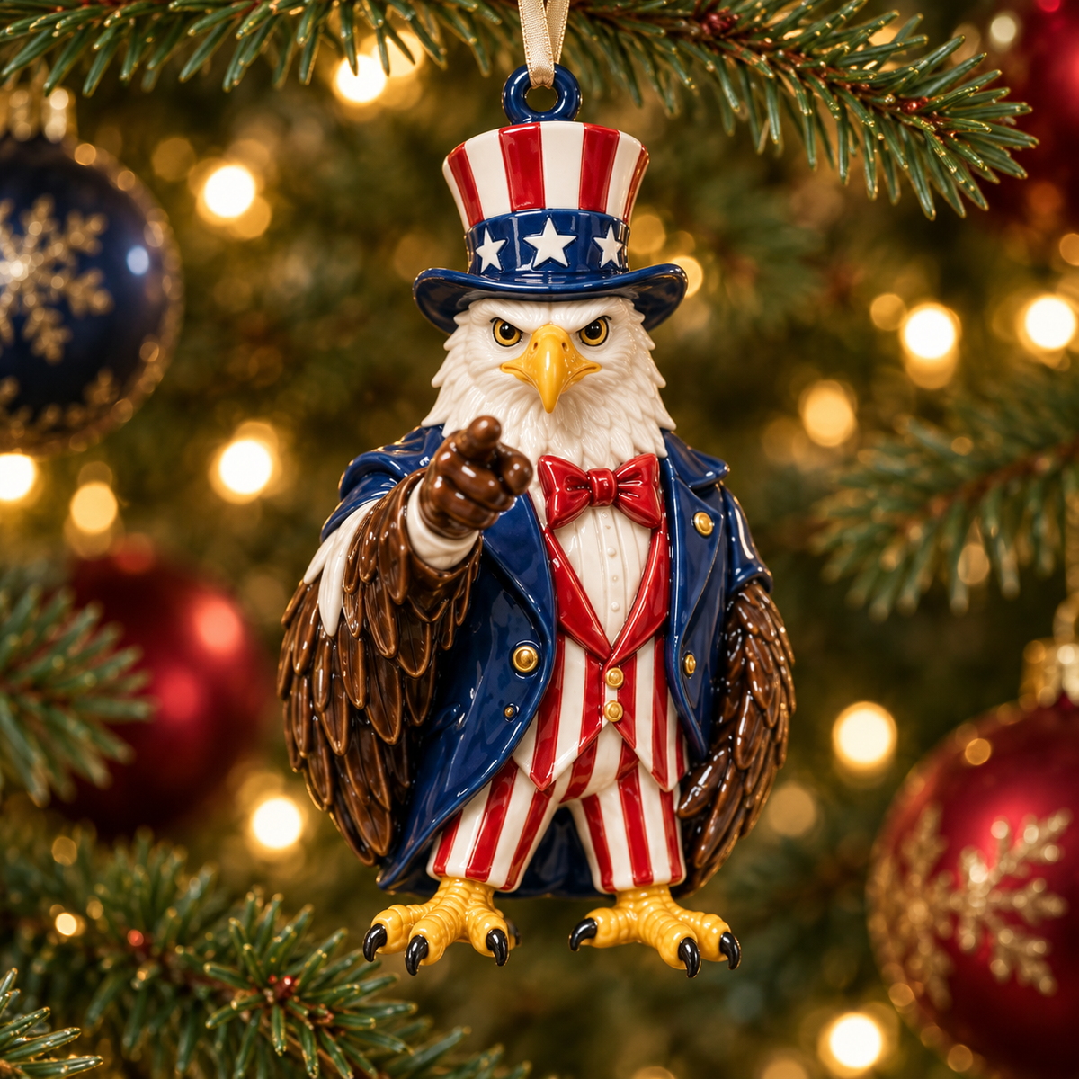 2026 Patriotic Bald Eagle Christmas Ornaments