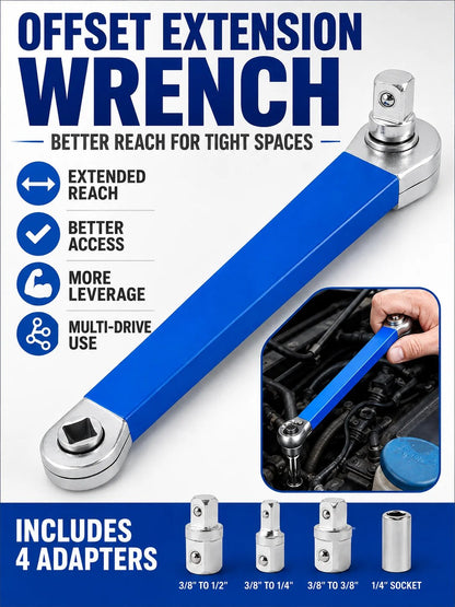 🎉🔧 Tool Deal ⚡ Impact-Ready Offset Wrench Extender with Universal Drive Adapters for Tight Spaces 🛠️