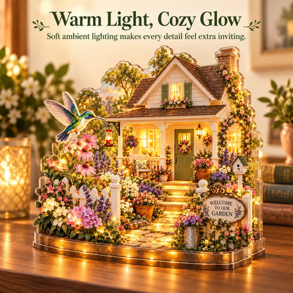 🌷DIY Layered Acrylic Garden Cottage Kit with LED Lights✨