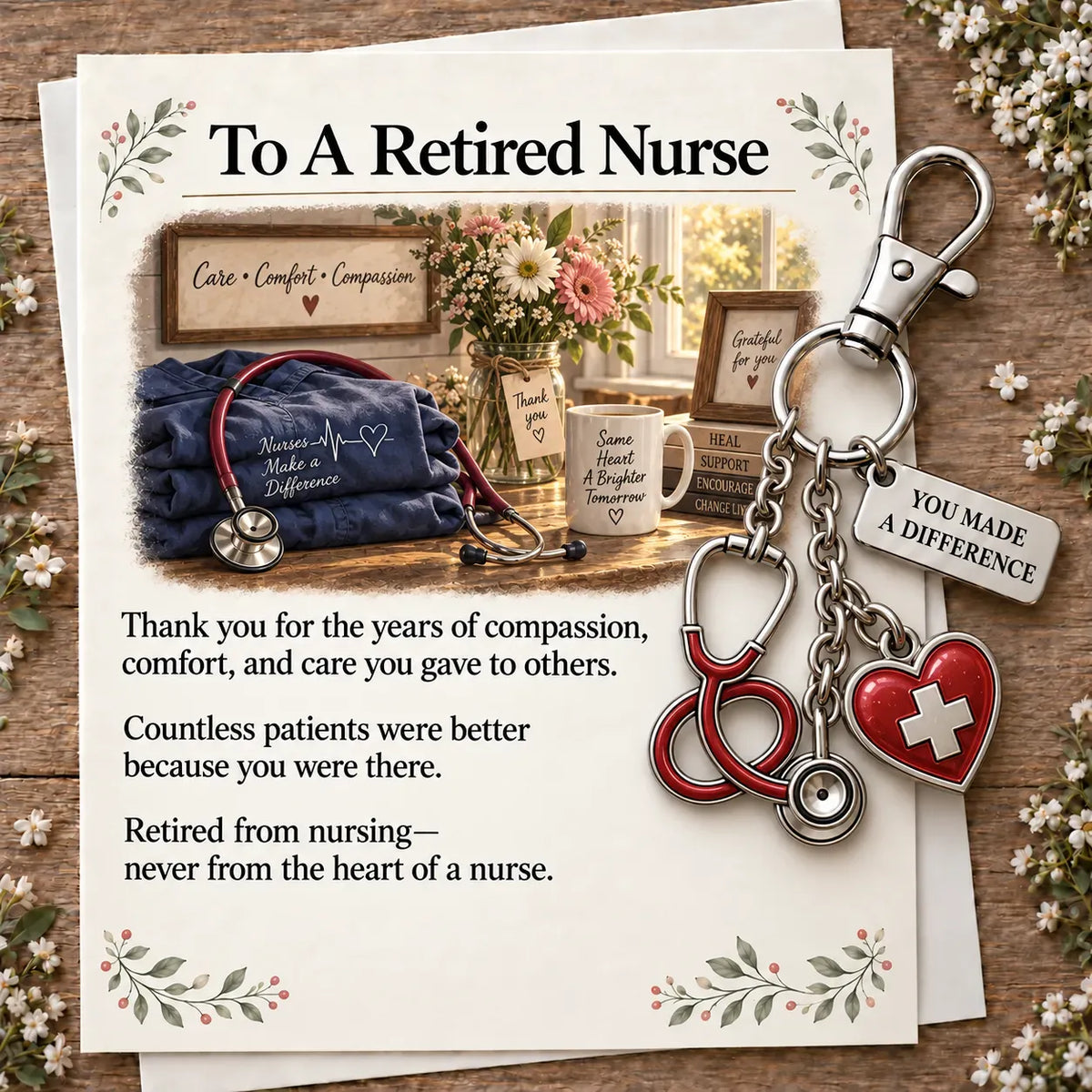 ✨ The 'You Make a Difference' Retirement Appreciation Gift Set – Keychain & Greeting Card ✨