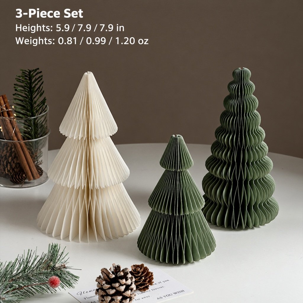 Fold-Flat Honeycomb Christmas Tree Sets