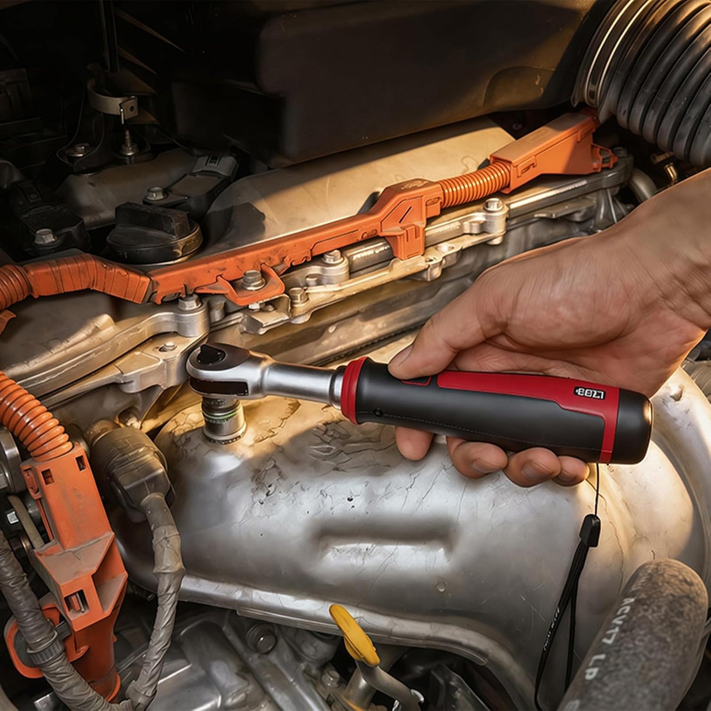 Compact Cordless Electric Ratchet Tool with LED Light | Rechargeable Handheld Power Driver for Automotive Repairs & DIY Projects