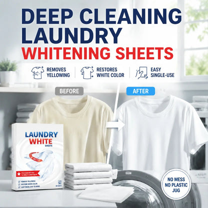📍 Deep Cleaning Laundry Whitening Sheets ✨🧺 Powerful Stain Remover Brightening Fabric Laundry Cleaning Sheets