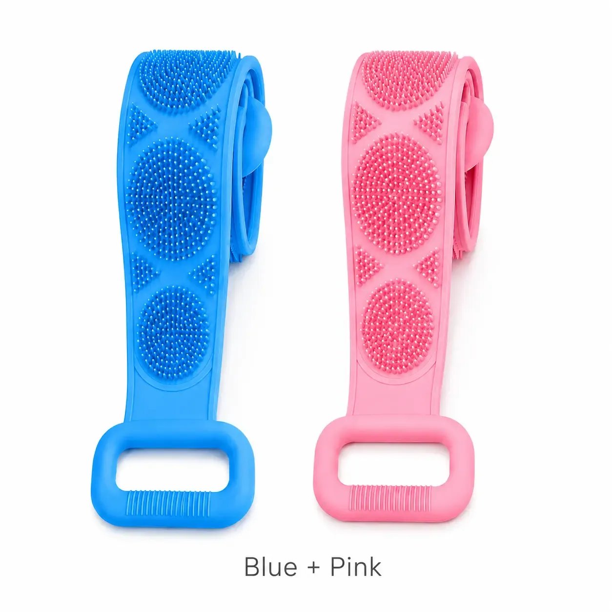 🛁 Silicone Bath Brush Back Scrubber with Handles – Double-Sided Exfoliating Shower Body Brush with Mesh Sponge for Deep Cleaning