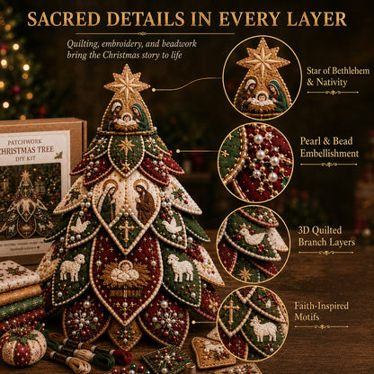⏳ Last Day 49% OFF – ✝️ Beginner-Friendly Tree of Faith 3D Quilted Christmas Tree Sewing Kit | Complete Kit with Coordinated Fabrics, Beads & Step-by-Step Guide Included 💕