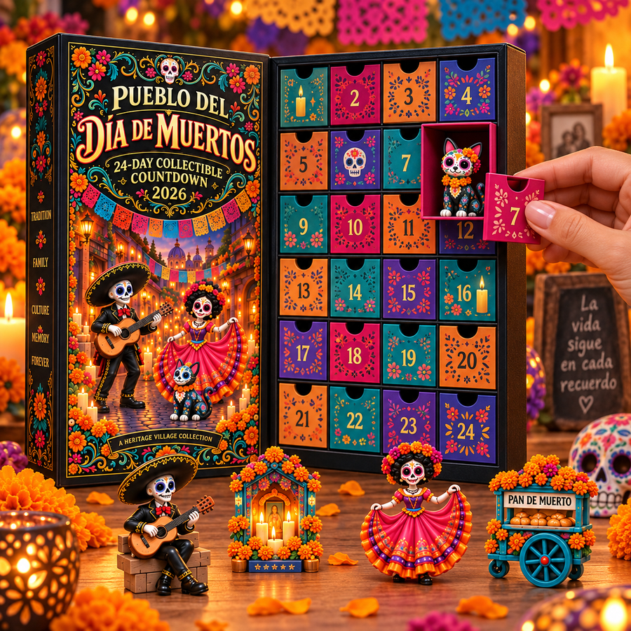 Numbered 24-day Pueblo del Día de Muertos countdown calendar