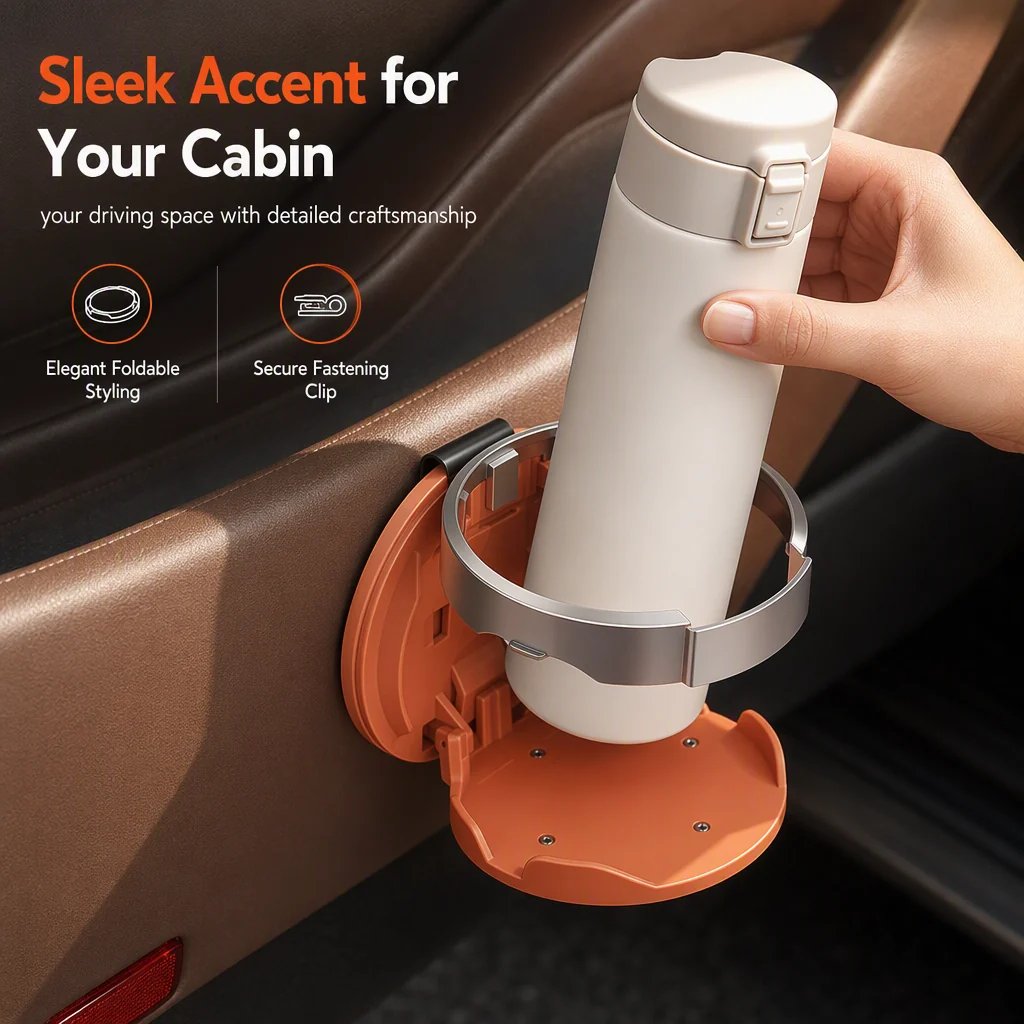 Foldable Car Cup Holder with Hook – 5 Interior Colors