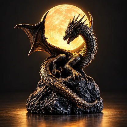 🐉 Lampe globe-trotte en forme de dragon gothique et de lune
