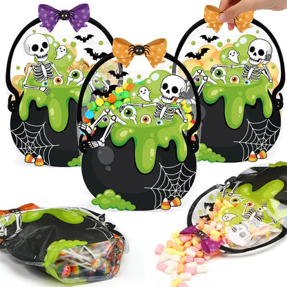 🔥Last Day 50% OFF - 50 Pcs Halloween Favor Bags Transparent Pumpkin Sealed Pouches🍬