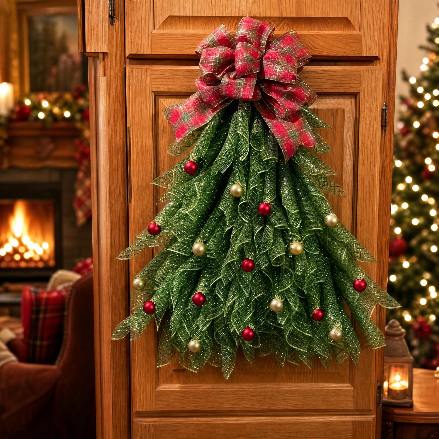 Handmade Christmas Tree Wreath for Front Door